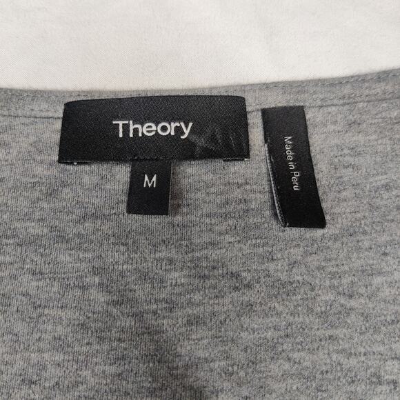 Theory Saydie Classic Gray Minimal Shirt Dress Shirttail Hem Medium Made in Peru - Picture 7 of 10